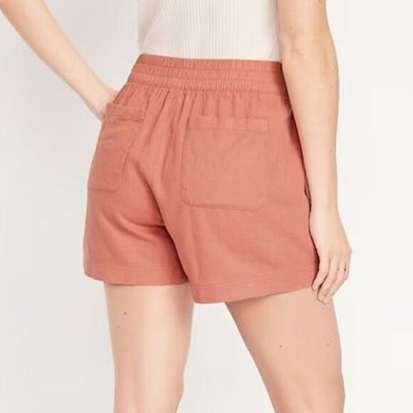 Old Navy High-Waisted Linen-Blend Pull-On Shorts Orange Size Large - Picture 7 of 8